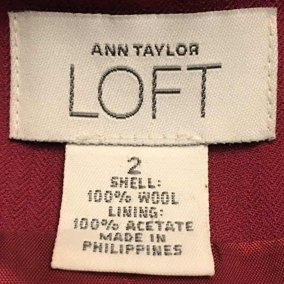 ANN TAYLOR LOFT Red 100% Wool Belted Blazer Jacket - Picture 9 of 10